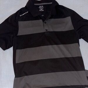 Oakley Men's Polo with Black and Gray Stripes
